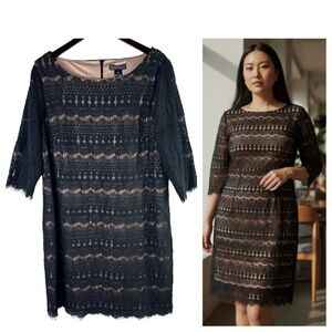 Jessica Howard Shift Dress Sz 20W 2X Black Lace Cocktail Party Evening Wedding